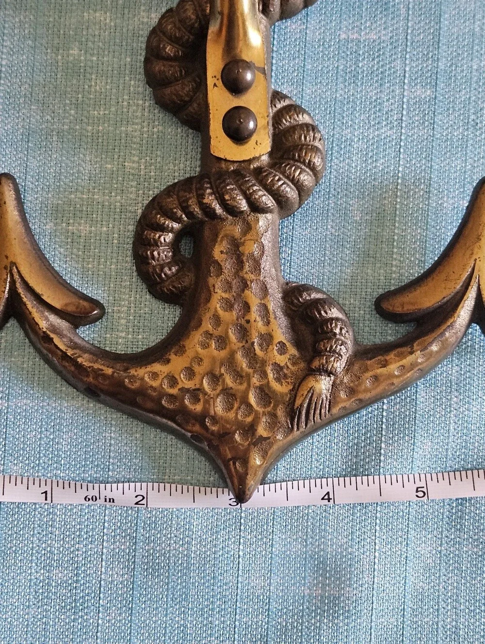 Vintage Anchor Wall Sconce Lamp in Brass Finish MCM Nautical